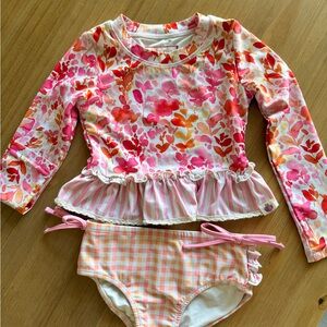 Cheeky Plum Pink and Orange Floral Rashguard Set